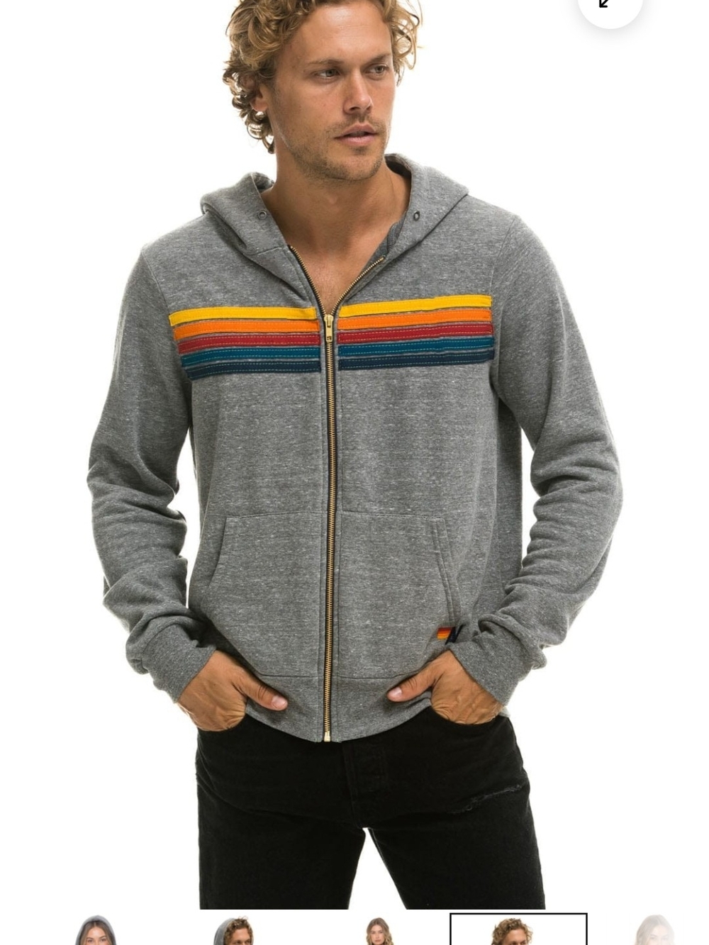 Aviator Nation Gray Zip-Up 5-Stripe Hoodie - Picture 11 of 13